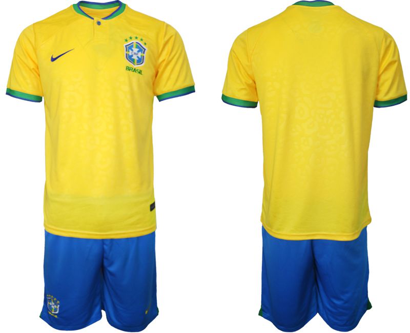 Men 2022 World Cup National Team Brazil home yellow blank Soccer Jerseys->brazil jersey->Soccer Country Jersey